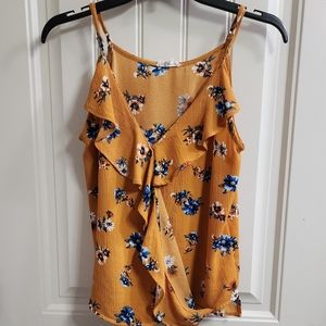 Mustard yellow floral top